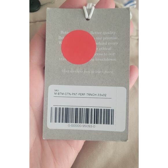 NWT Everlane Mens Uniform Performance Chino Slim Fit  Size 33×32 Retail $98 - Picture 7 of 8